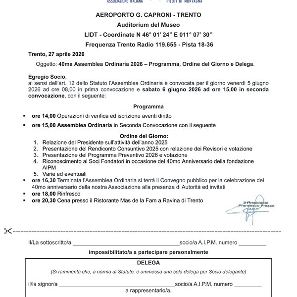 40.ma Assemblea Ordinaria - Ordinary Meeting in Trento